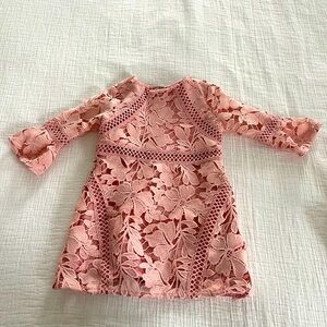 Pink lacy Bardot Junior dress size 9-12 months